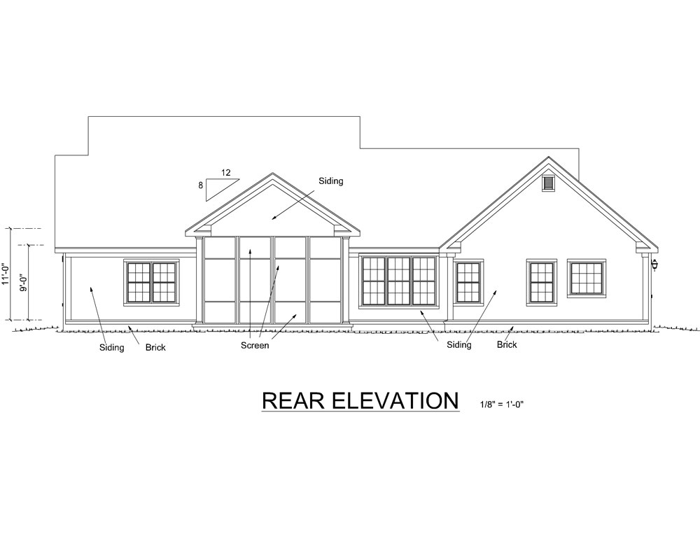Home Plan Rear Elevation of this 4-Bedroom,1997 Sq Ft Plan -178-1255