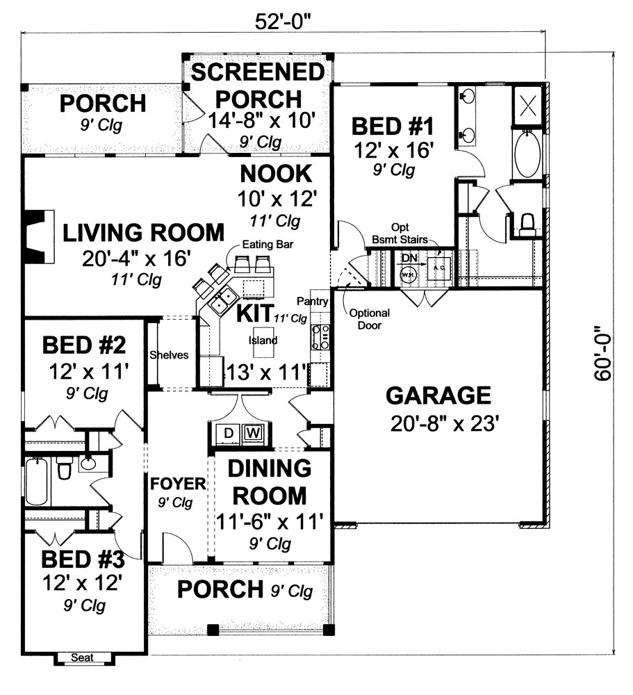 Floor Plan First Story of Traditional Plan #178-1256