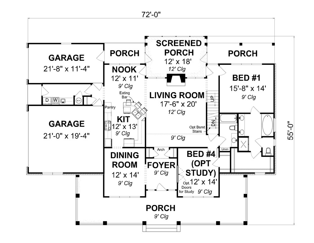 Floor Plan First Story of Farmhouse Plan #178-1257