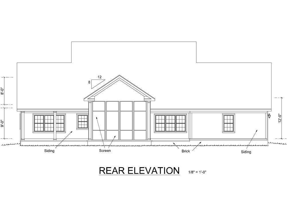 Home Plan Rear Elevation of this 4-Bedroom,2481 Sq Ft Plan -178-1257