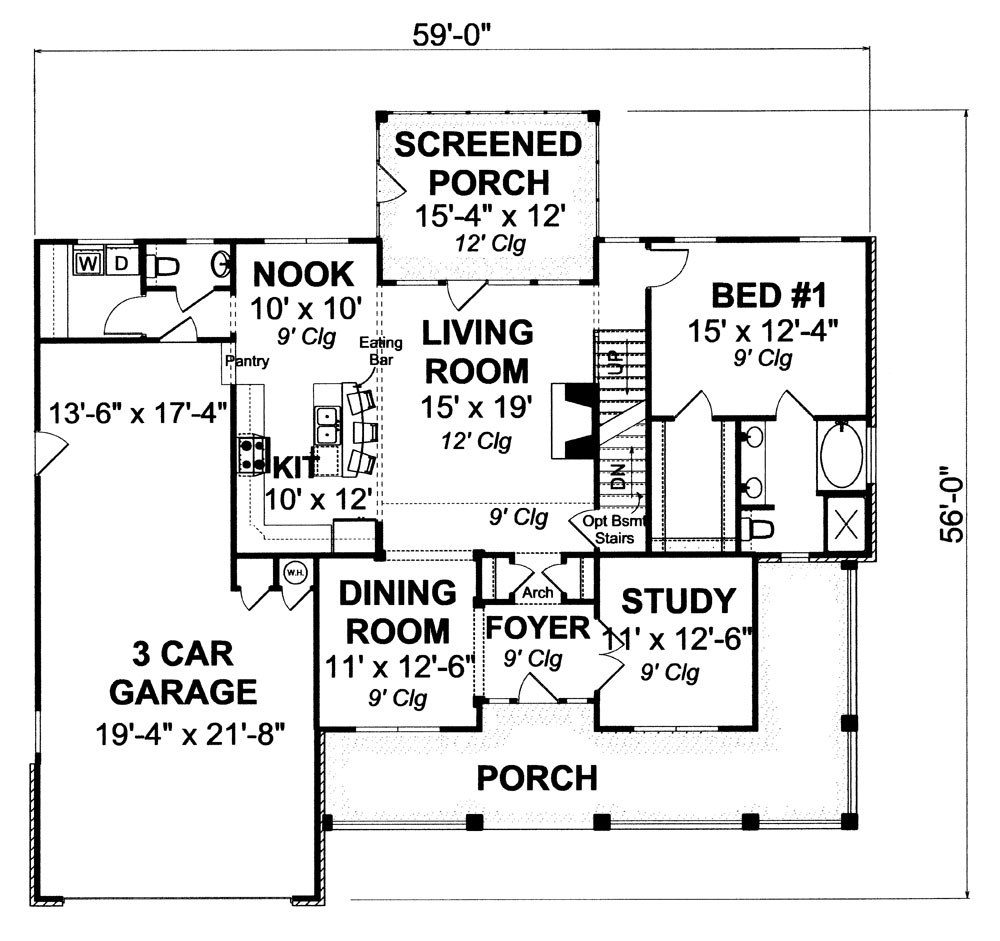 Floor Plan First Story of Country Plan #178-1258