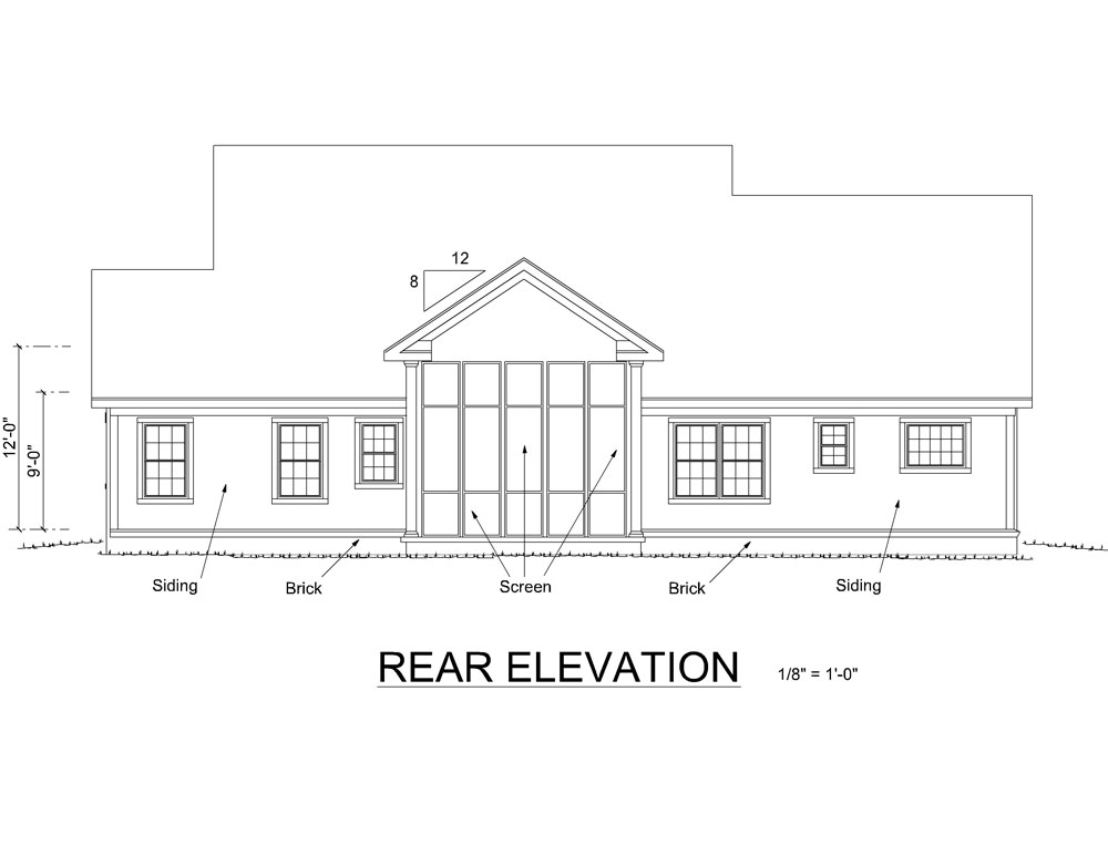 Home Plan Rear Elevation of this 3-Bedroom,1891 Sq Ft Plan -178-1258