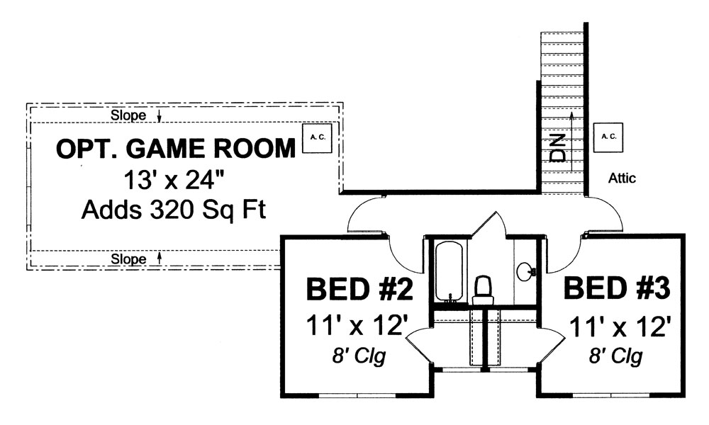 Floor Plan Second Story of Country Plan #178-1258