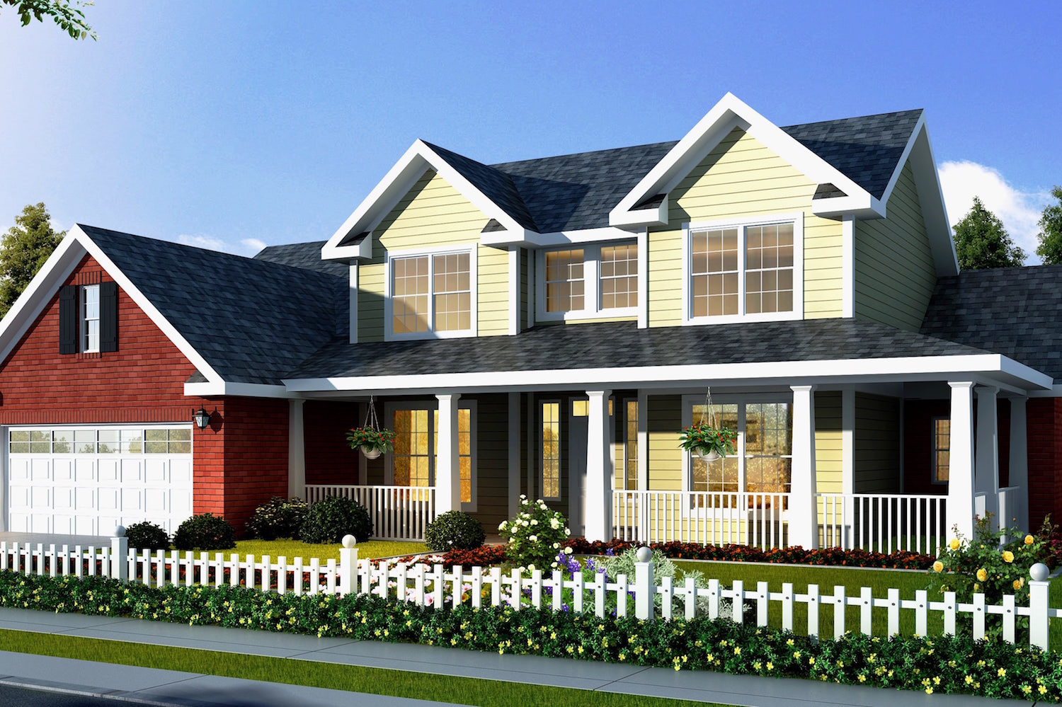 Color rendering of Country home plan (ThePlanCollection: House Plan #178-1258)