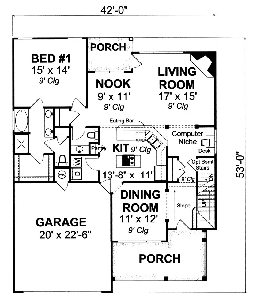 Floor Plan First Story of Country Plan #178-1259