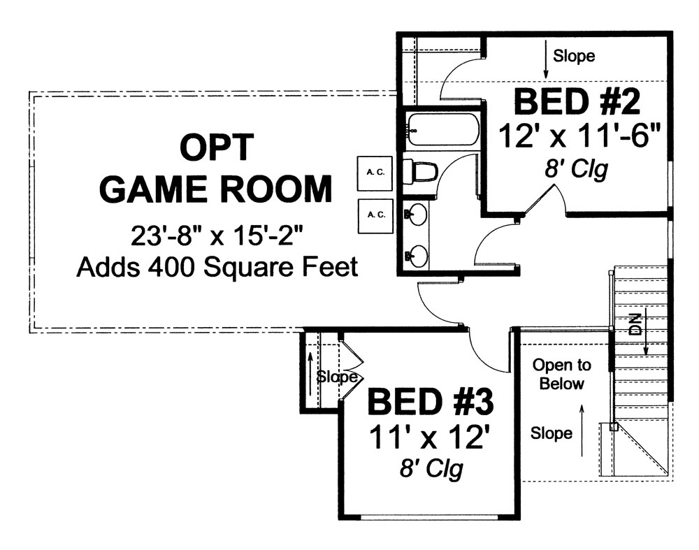 Floor Plan Second Story of Country Plan #178-1259