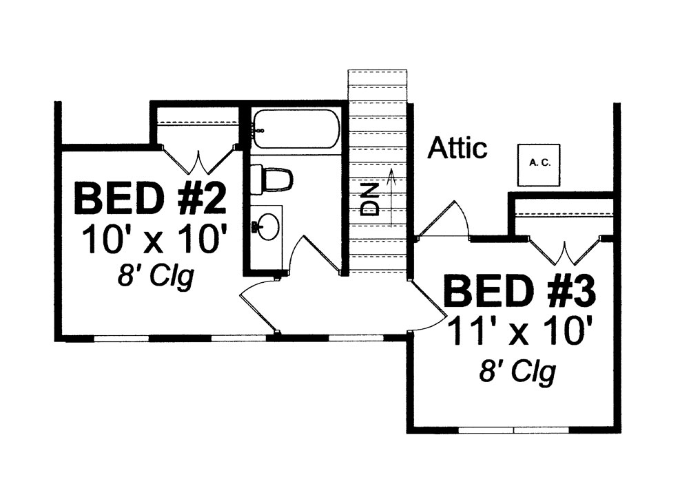 Floor Plan Second Story of Traditional Plan #178-1261