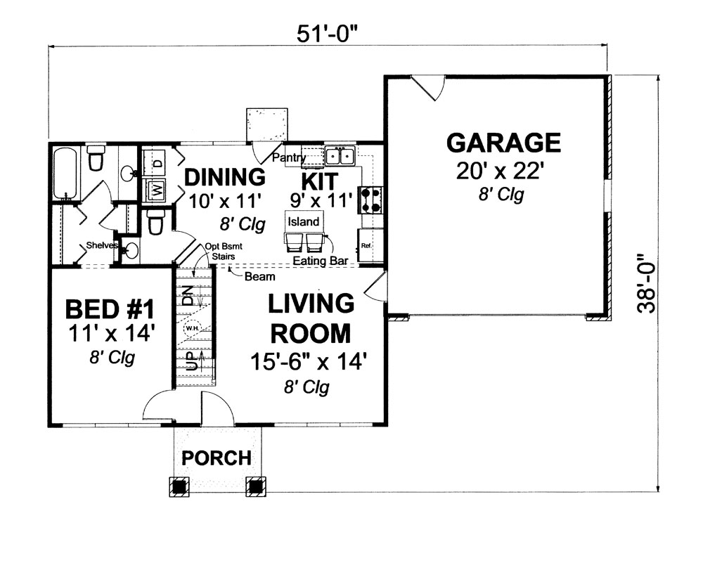 Floor Plan First Story of Cottage Plan #178-1262