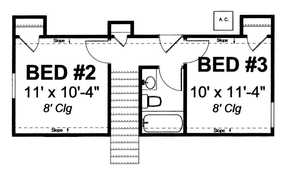 Floor Plan Second Story of Cottage Plan #178-1262