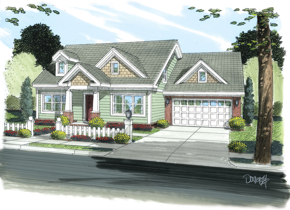 Front elevation of Cottage home (ThePlanCollection: House Plan #178-1262)