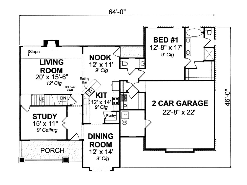Floor Plan First Story of Craftsman Plan #178-1263