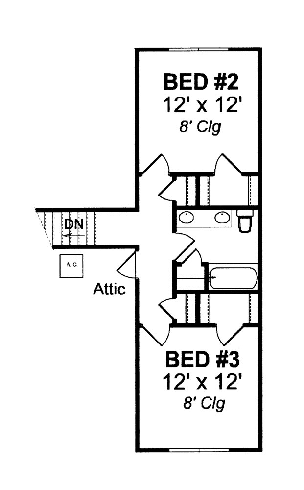 Floor Plan Second Story of Craftsman Plan #178-1263
