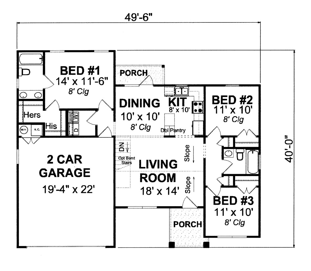 Floor Plan First Story of Traditional Plan #178-1265