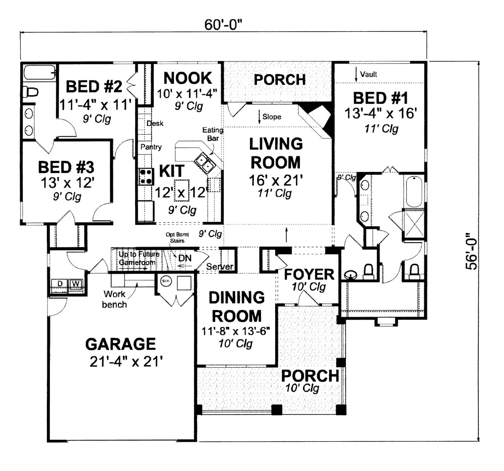 Floor Plan First Story of Ranch Plan #178-1267
