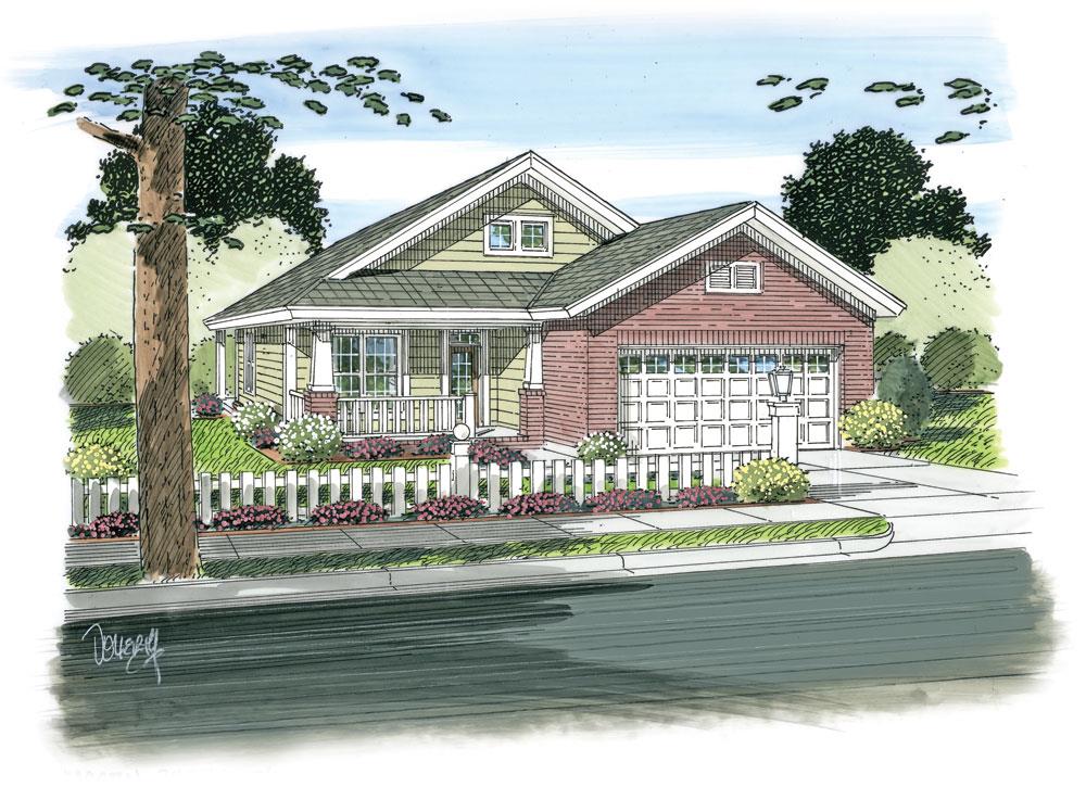 Front View of this 3-Bedroom, 1253 Sq Ft Plan - 178-1268