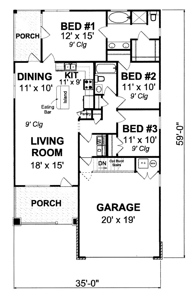 Floor Plan First Story of Ranch Plan #178-1268