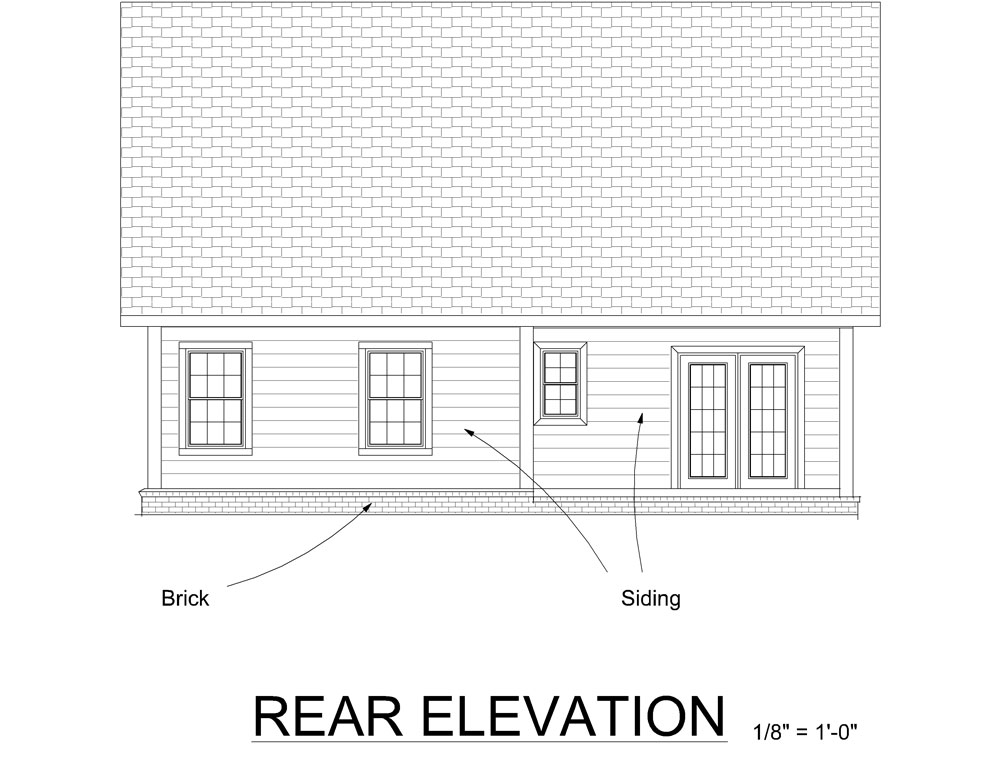 Home Plan Rear Elevation of this 3-Bedroom,1460 Sq Ft Plan -178-1269