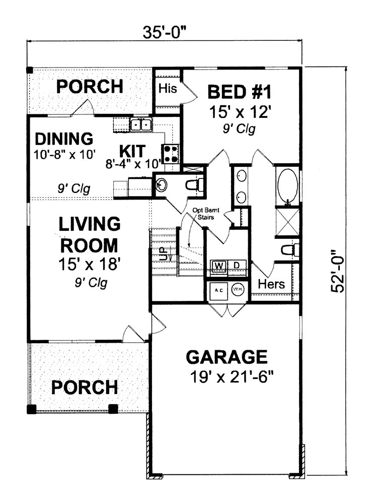 Floor Plan First Story of Traditional Plan #178-1270
