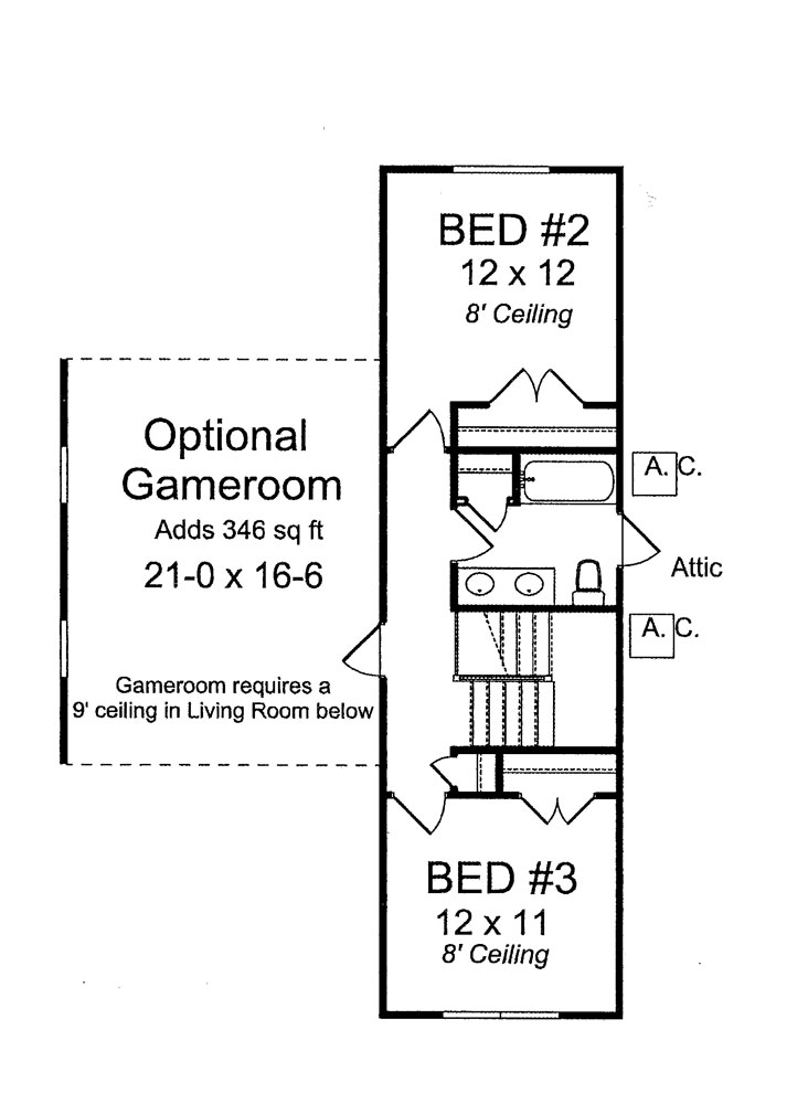 Floor Plan Second Story of Traditional Plan #178-1271