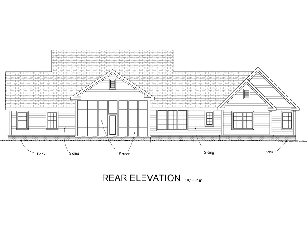 Home Plan Rear Elevation of this 4-Bedroom,2525 Sq Ft Plan -178-1273