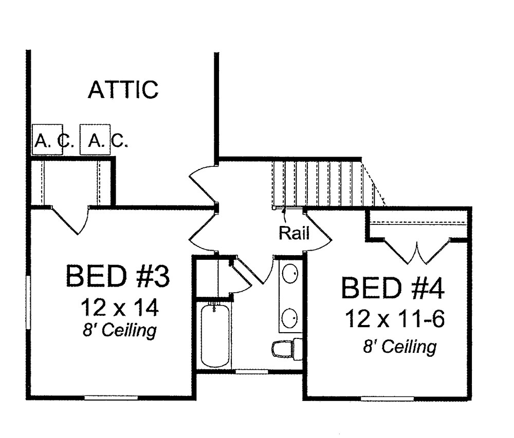 Floor Plan Second Story of Country Plan #178-1274