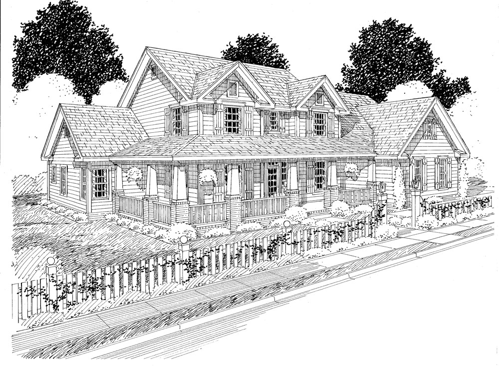 Front View of this 4-Bedroom, 3008 Sq Ft Plan - 178-1274