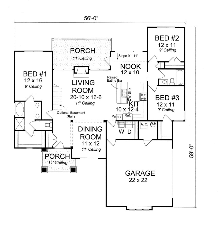 Floor Plan First Story of Craftsman Plan #178-1275