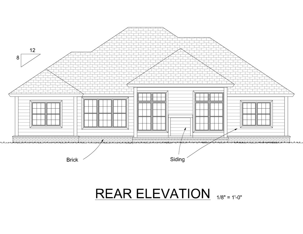 Home Plan Rear Elevation of this 3-Bedroom,1679 Sq Ft Plan -178-1275