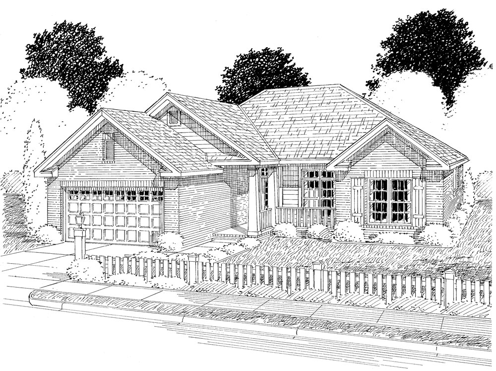 Front View of this 3-Bedroom, 1485 Sq Ft Plan - 178-1277