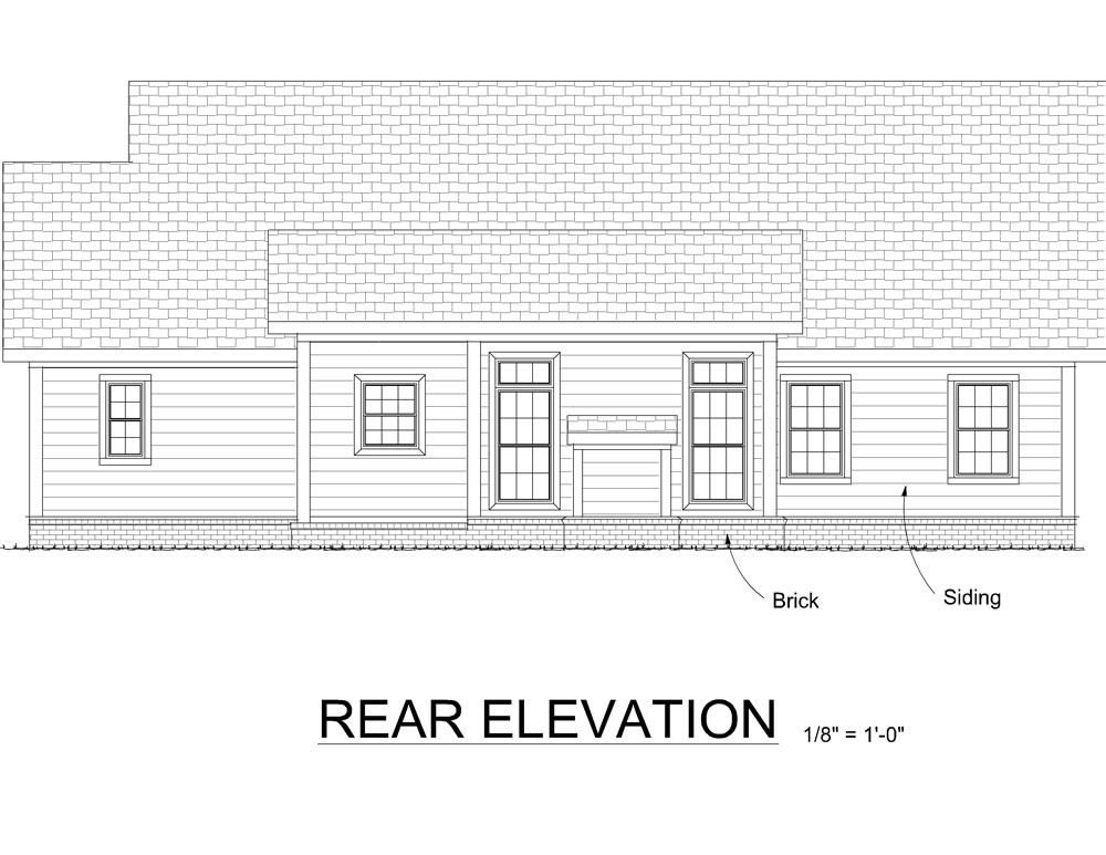 Home Plan Rear Elevation of this 3-Bedroom,1667 Sq Ft Plan -178-1279