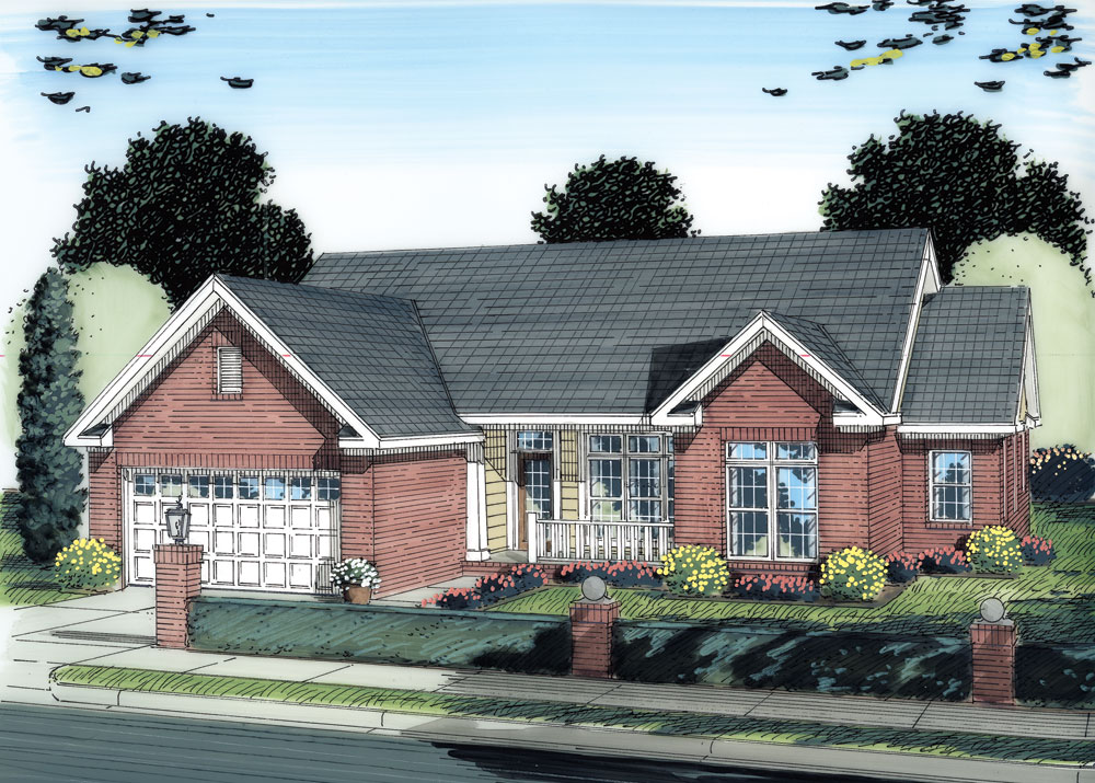 Front elevation of Traditional home (ThePlanCollection: House Plan #178-1279)