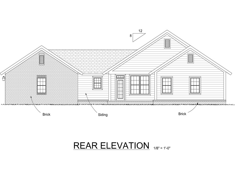 Home Plan Rear Elevation of this 3-Bedroom,1684 Sq Ft Plan -178-1283