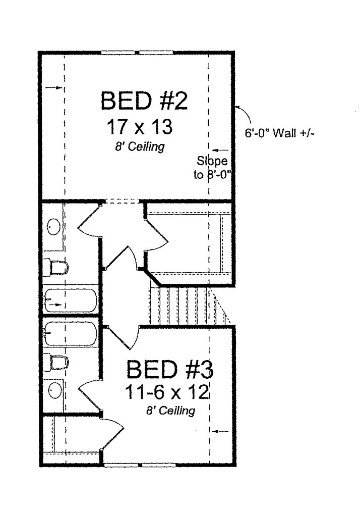 Floor Plan Second Story of Craftsman Plan #178-1284