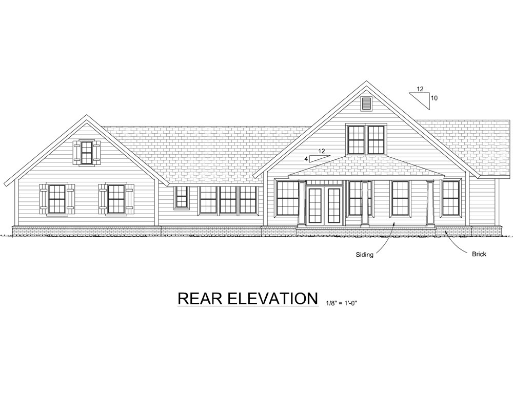 Home Plan Rear Elevation of this 3-Bedroom,2575 Sq Ft Plan -178-1284