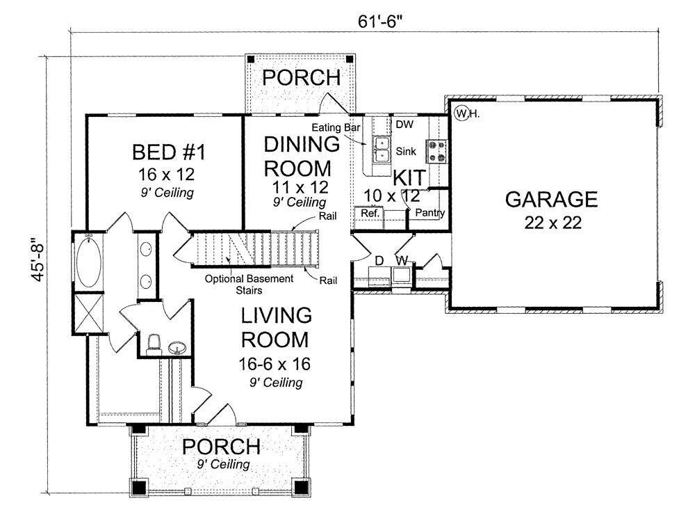Floor Plan First Story of Traditional Plan #178-1285