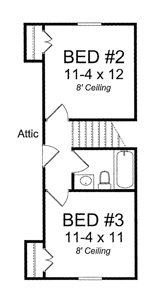 Floor Plan Second Story of Traditional Plan #178-1285