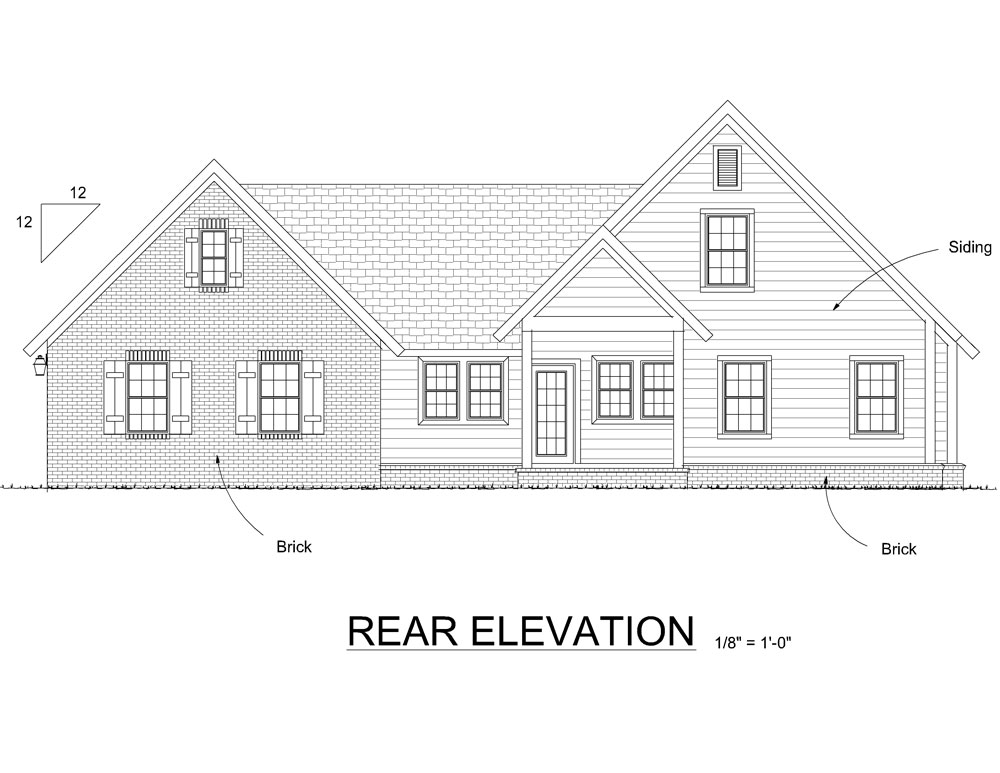 Home Plan Rear Elevation of this 3-Bedroom,1497 Sq Ft Plan -178-1285