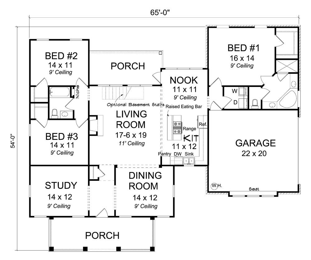 Floor Plan First Story of Traditional Plan #178-1286
