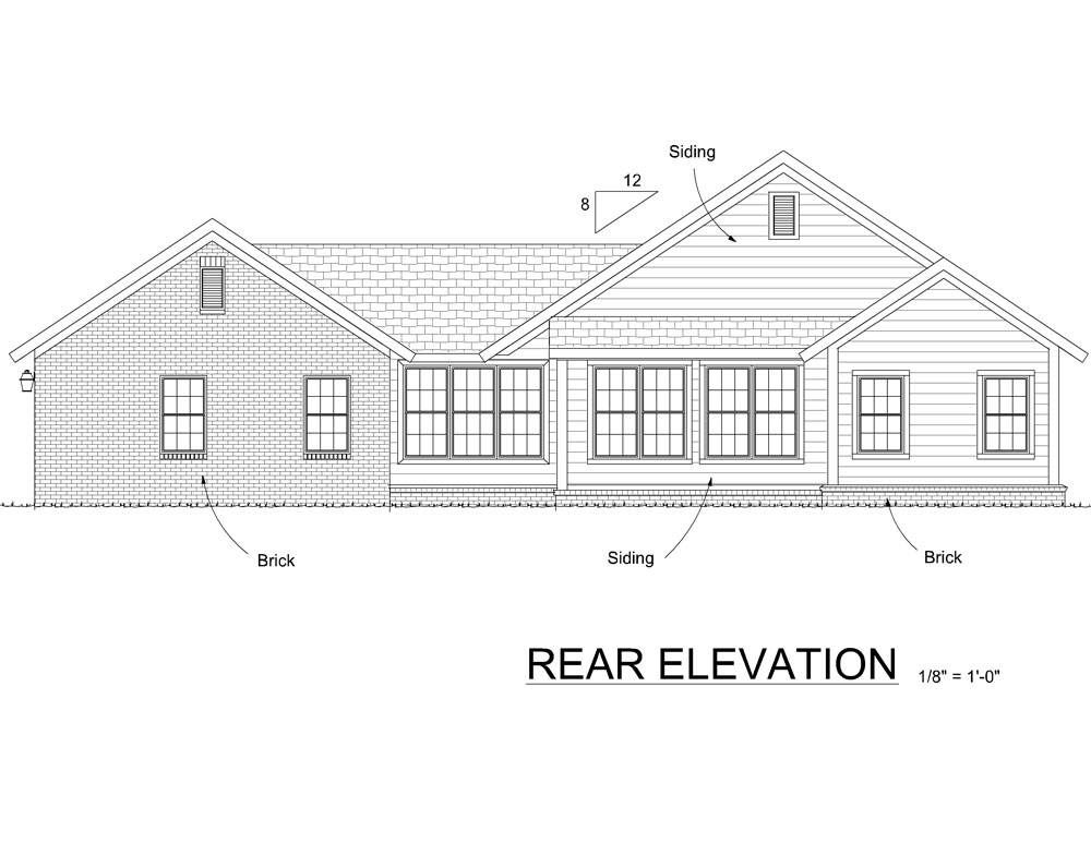Home Plan Rear Elevation of this 3-Bedroom,1922 Sq Ft Plan -178-1286