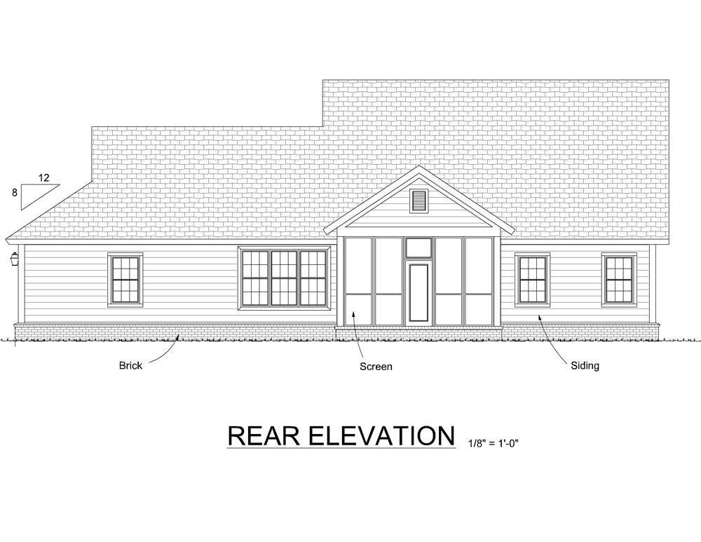 Home Plan Rear Elevation of this 4-Bedroom,2291 Sq Ft Plan -178-1290