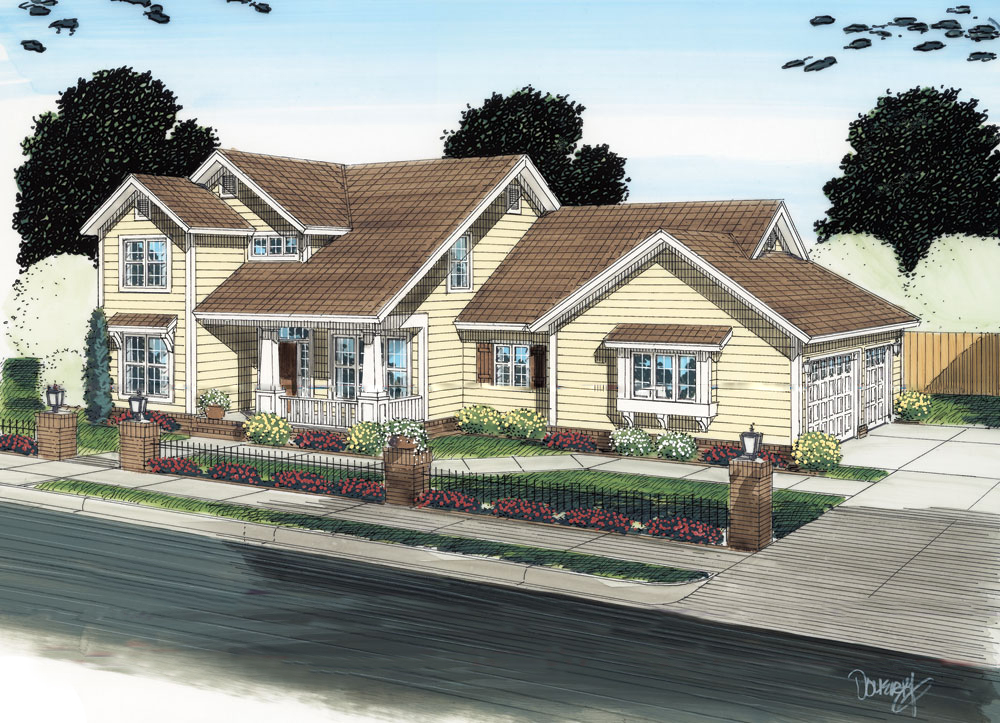 Front elevation of Traditional home (ThePlanCollection: House Plan #178-1290)