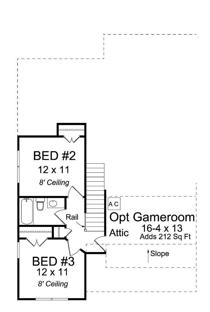 Floor Plan Second Story of Craftsman Plan #178-1291