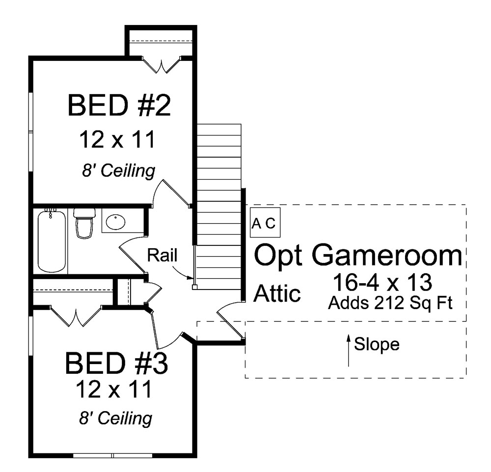 Floor Plan Second Story of Craftsman Plan #178-1291