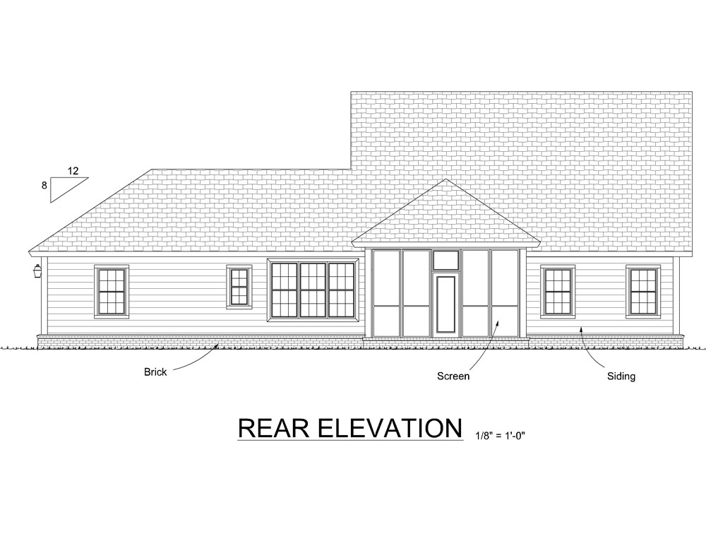 Home Plan Rear Elevation of this 3-Bedroom,1897 Sq Ft Plan -178-1291