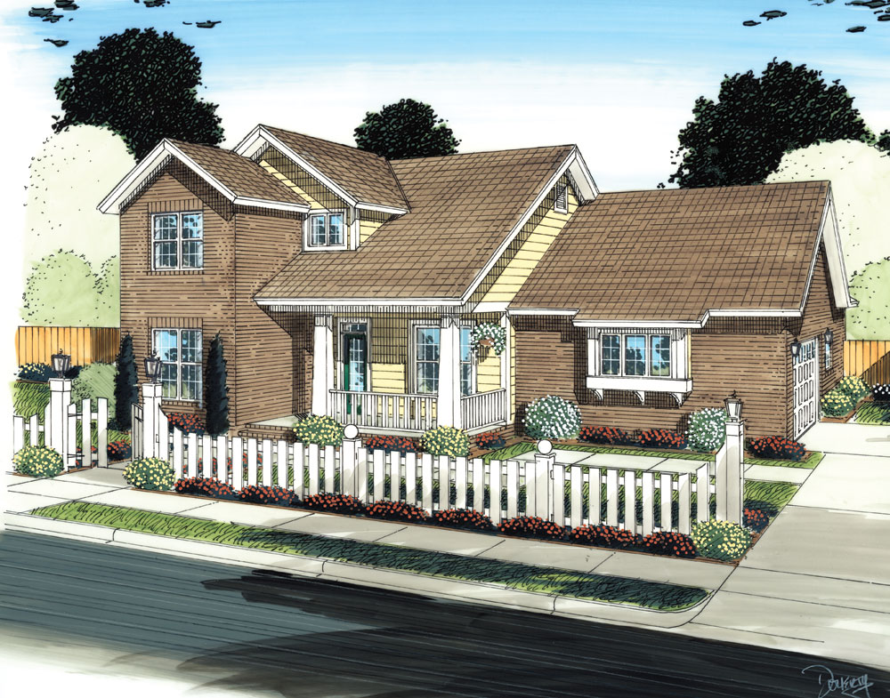 Front elevation of Traditional home (ThePlanCollection: House Plan #178-1295)