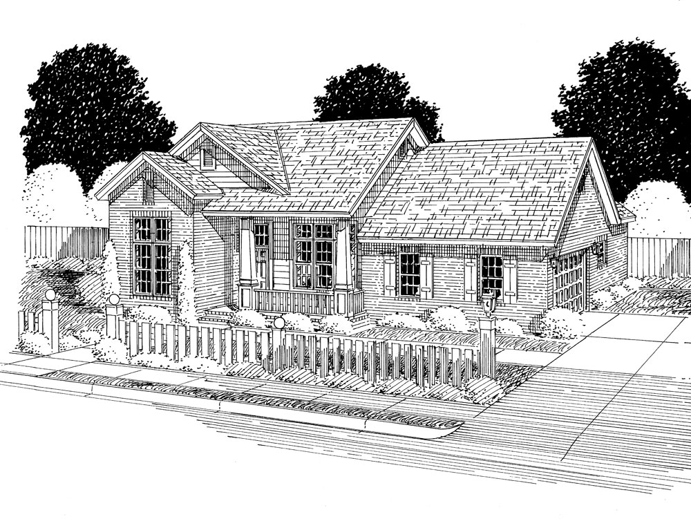 Front View of this 3-Bedroom, 1332 Sq Ft Plan - 178-1296