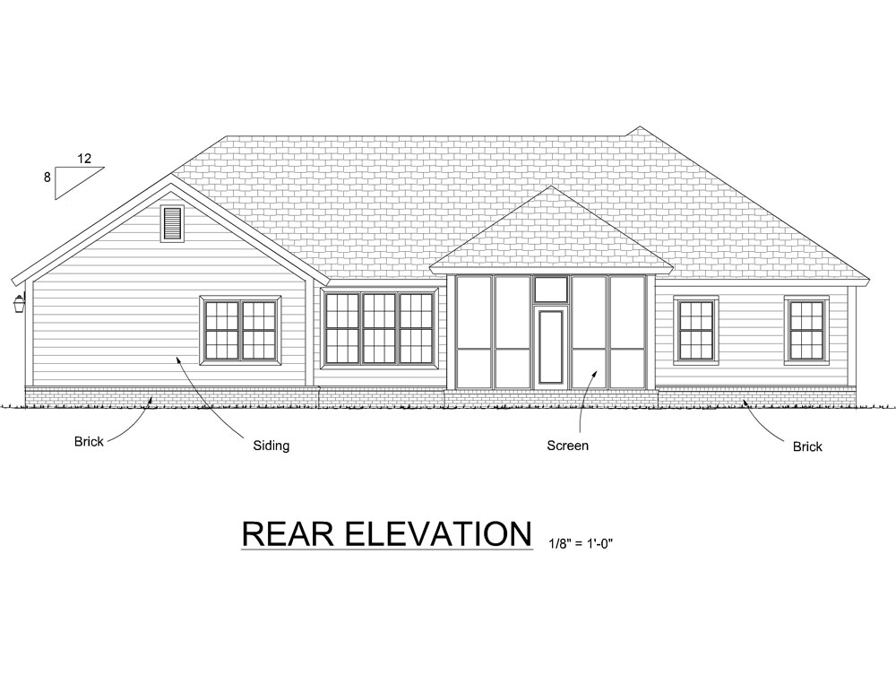 Home Plan Rear Elevation of this 3-Bedroom,2027 Sq Ft Plan -178-1297