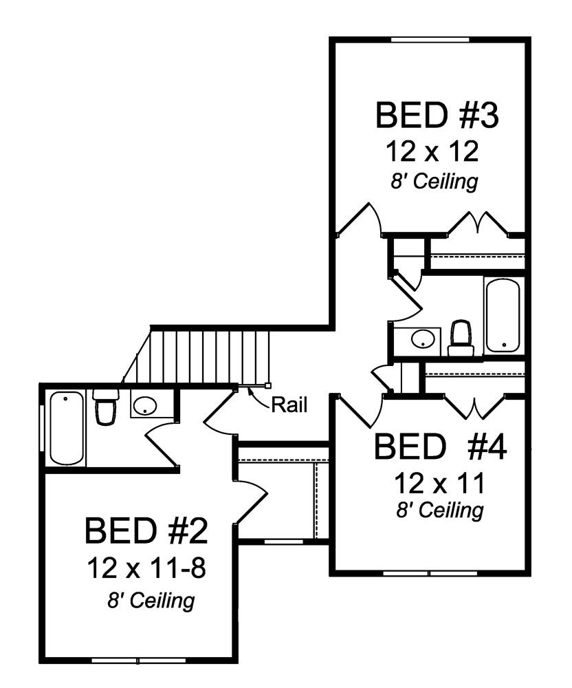 Floor Plan Second Story of Traditional Plan #178-1298