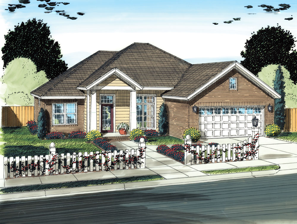 Front elevation of Country home (ThePlanCollection: House Plan #178-1299)