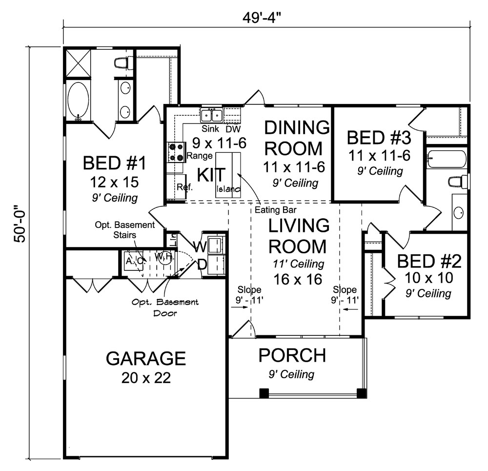 Floor Plan First Story of Traditional Plan #178-1301